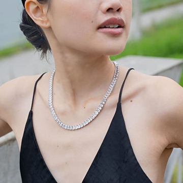 Luxury Emerald Cut Tennis Necklace for Elegant Women
