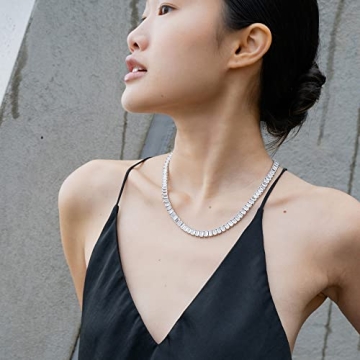 Luxury Emerald Cut Tennis Necklace for Elegant Women