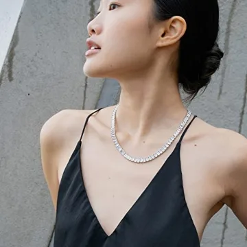 Luxury Emerald Cut Tennis Necklace for Elegant Women