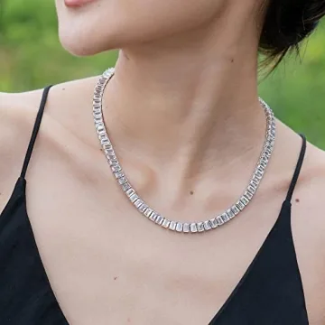 Luxury Emerald Cut Tennis Necklace for Elegant Women