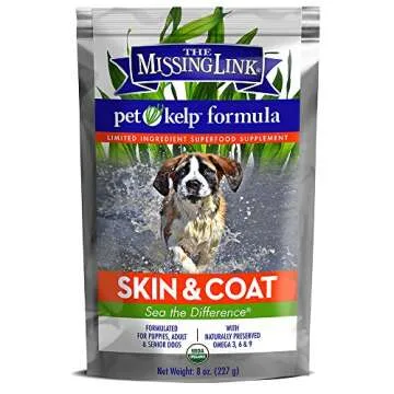 The Missing Link Pet Kelp Canine Skin & Coat 8oz Superfood Powdered Supplement, Organic & Limited Ingredient Formula for Dogs