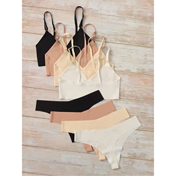 MakeMeChic Women's 4 Pack Seamless No Show Bra Set