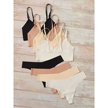 MakeMeChic Women's 4 Pack Seamless No Show Bra Set