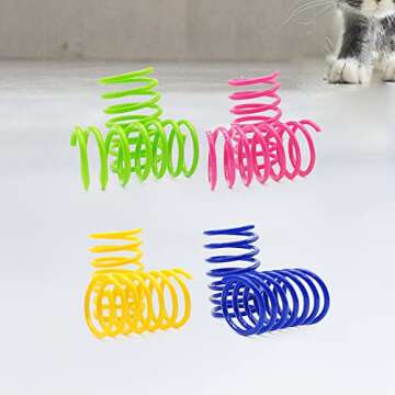 YULOYI Cat Spring Toys 30 Packs, Plastic Colorful Springs Cat Toys for Cat Kitten Pets, Interactive Cat Toys for Indoor Cats and Kitten