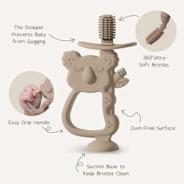 Moonkie Teething Toy, Safe & Easy to Hold BPA Free Silicone Teethers, 360° Baby Toothbrush with Suc...