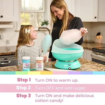 Cotton Candy Express CC1000-S Cotton Candy Machine, with 5 - 11oz. Jars of Cherry, Grape, Blue Raspberry, Orange, Pink Vanilla Floss Sugar & 50 Paper Cones Easy to Use and Clean