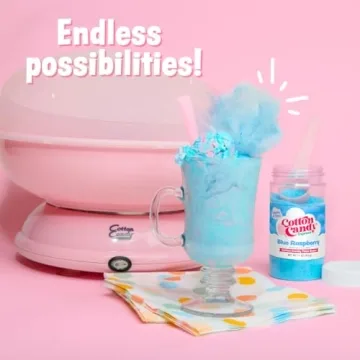 Cotton Candy Express CC1000-S Cotton Candy Machine, with 5 - 11oz. Jars of Cherry, Grape, Blue Raspberry, Orange, Pink Vanilla Floss Sugar & 50 Paper Cones Easy to Use and Clean