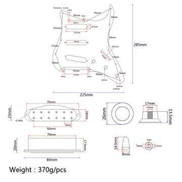 Alnicov Guitar 3 ply SSS Loaded Prewired Pickguard Scratchplate Backplate Pickups Set Compatible with Strat Electric Guitar Parts