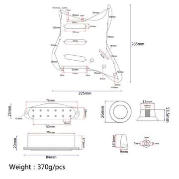 Alnicov Guitar 3 ply SSS Loaded Prewired Pickguard Scratchplate Backplate Pickups Set Compatible with Strat Electric Guitar Parts