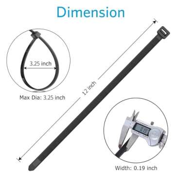 Zip Ties 12 inch (1000 Pack), Black, 50lbs Tensile Strength, UV Resistant Cable Ties for indoor and outdoor by Karoka