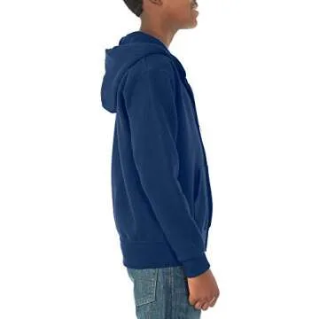 Jerzees boys Fleece Sweatshirts, Hoodies & Sweatpants Hooded Sweatshirt, Full Zip - Navy, Medium US