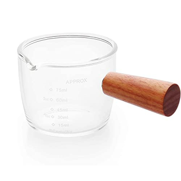 Espresso Shot Glass 75ML Measuring Cup with Wood Handle