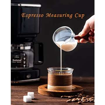 Espresso Shot Glass 75ML Measuring Cup with Wood Handle