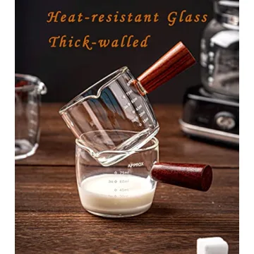 Espresso Shot Glass 75ML Measuring Cup with Wood Handle