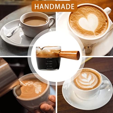Espresso Shot Glass 75ML Measuring Cup with Wood Handle