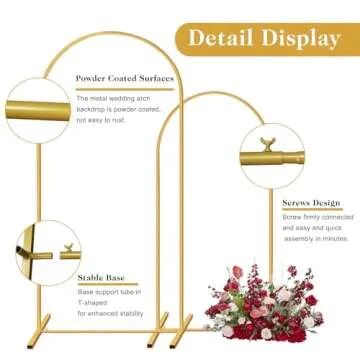 Metal Arch Backdrop Stand Set of 2 (7.2FT/6FT), Wedding Arch Stand Gold Backdrop Arch Stand, Wedding Arch Frame for Ceremony, Birthday Party, Baby Shower, Garden Arch Decoration