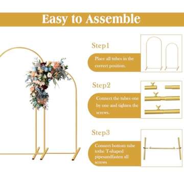 Metal Arch Backdrop Stand Set of 2 (7.2FT/6FT), Wedding Arch Stand Gold Backdrop Arch Stand, Wedding Arch Frame for Ceremony, Birthday Party, Baby Shower, Garden Arch Decoration