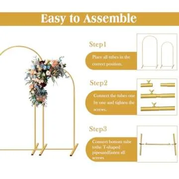 Metal Arch Backdrop Stand Set of 2 (7.2FT/6FT), Wedding Arch Stand Gold Backdrop Arch Stand, Wedding Arch Frame for Ceremony, Birthday Party, Baby Shower, Garden Arch Decoration