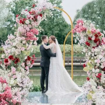 Metal Arch Backdrop Stand Set of 2 (7.2FT/6FT), Wedding Arch Stand Gold Backdrop Arch Stand, Wedding Arch Frame for Ceremony, Birthday Party, Baby Shower, Garden Arch Decoration