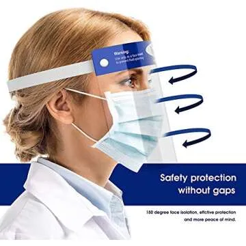 Rush Deer Face Shield,Adjustable Anti-Fog Dental Full Face Shield with Protective Clear Film Elastic Band and Comfort Sponge (10 Packs)