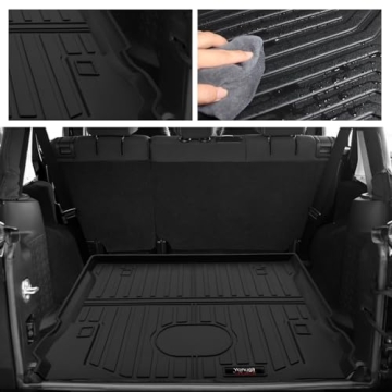 Custom for 2007-2018 Jeep Wrangler JK 4 Door Cargo Mats Trunk Liner All Weather TPE Protection Mat A...