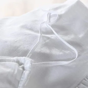 QSH White Ruffle Duvet Cover Queen | Chic Cotton Bedding Set