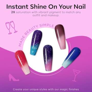 modelones Color Changing Nail Polish Set, 6 Colors Winter Pink Blue Purple Orange Neon Mood Temperat...
