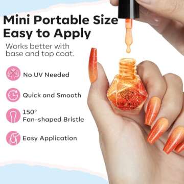 modelones Color Changing Nail Polish Set, 6 Colors Winter Pink Blue Purple Orange Neon Mood Temperature Change Ombre Quick Dry Mini Nail Polish Manicure DIY Nail Art Salon Valentine's Gift