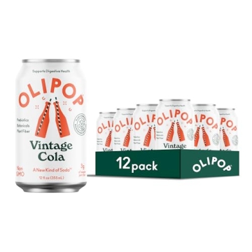 OLIPOP Prebiotic Soda Pop, Vintage Cola - 12-Pack of Gut-Friendly Refreshment