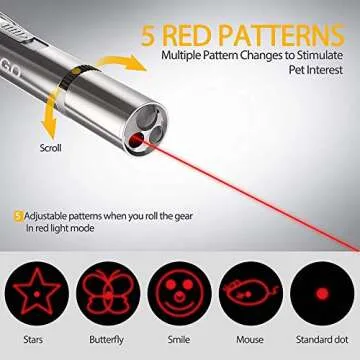 WNZQK Cat Toys Laser Pointer Rechargeable Cat Laser Toy Interactive Cat Toys for Indoor Cats Kittenes Dogs LED Flashlight 7 Adjustable Patterns Red Light Remotes Teaching Tool USB