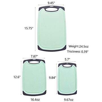 FLYINGSEA Cutting Boards For Kitchen, Anti-Skid Eco-Wheat Straw Vegetable Board Set (3 Pcs), Dishwas...