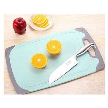 FLYINGSEA Cutting Boards For Kitchen, Anti-Skid Eco-Wheat Straw Vegetable Board Set (3 Pcs), Dishwasher Safe (Light green)