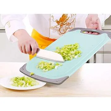 FLYINGSEA Cutting Boards For Kitchen, Anti-Skid Eco-Wheat Straw Vegetable Board Set (3 Pcs), Dishwasher Safe (Light green)