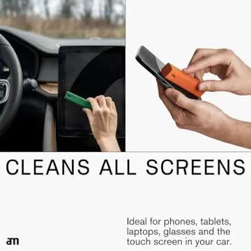 AM 2 in 1 Screen Cleaner Mist Spray - Versatile for Computers, Phones, iPads, Laptops, and Car Smart Screens, Refillable and Eco-Friendly, Includes Harm-Free Liquid, 3 Pack, Green