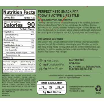 Keto Science Delicious and Creamy Fat Cups, Contains MCTs & Coconut Oil, 8 Functional Fats, 1 Gram of Net Carbs, Chocolate Mint, Multi, 14 Count