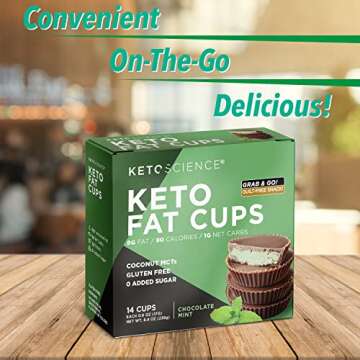 Keto Science Delicious and Creamy Fat Cups, Contains MCTs & Coconut Oil, 8 Functional Fats, 1 Gram of Net Carbs, Chocolate Mint, Multi, 14 Count