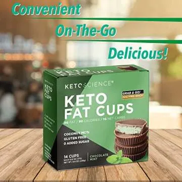Keto Science Delicious and Creamy Fat Cups, Contains MCTs & Coconut Oil, 8 Functional Fats, 1 Gram of Net Carbs, Chocolate Mint, Multi, 14 Count
