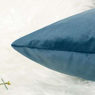 SOFTNOW 2 Pcs Throw Pillow Covers Soft Velvet Decorative Pillows Solid Square Cushion Pillowcase for Sofa Couch Bedroom car, 20 x 20 inches Light Blue