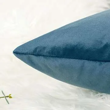 SOFTNOW 2 Pcs Throw Pillow Covers Soft Velvet Decorative Pillows Solid Square Cushion Pillowcase for Sofa Couch Bedroom car, 20 x 20 inches Light Blue