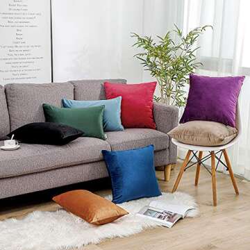 SOFTNOW 2 Pcs Throw Pillow Covers Soft Velvet Decorative Pillows Solid Square Cushion Pillowcase for Sofa Couch Bedroom car, 20 x 20 inches Light Blue