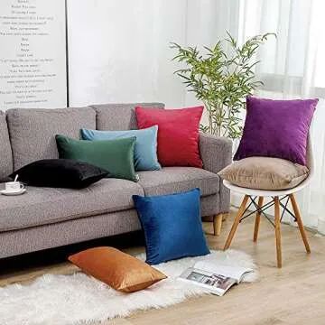 SOFTNOW 2 Pcs Throw Pillow Covers Soft Velvet Decorative Pillows Solid Square Cushion Pillowcase for Sofa Couch Bedroom car, 20 x 20 inches Light Blue