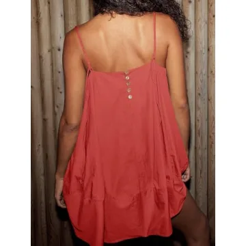 Fisoew Oversized Spaghetti Strap Summer Mini Dress for Women