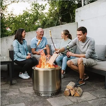Solo Stove Bonfire Fire Pit - Smokeless Large 19.5 Inch Stainless Steel Outdoor Firepit | Portable Backyard Natural Wood Burning Firebowl | No Gas or Propane Required