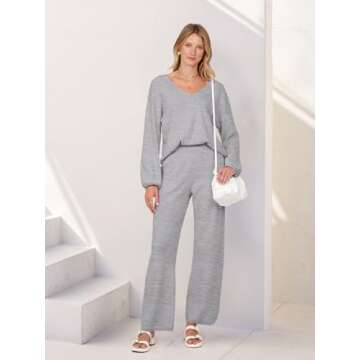 MEROKEETY Cozy Loose Fall Pajama Set with Pockets