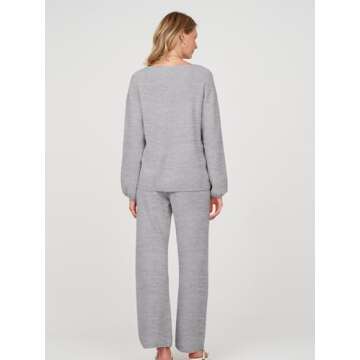 MEROKEETY Cozy Loose Fall Pajama Set with Pockets