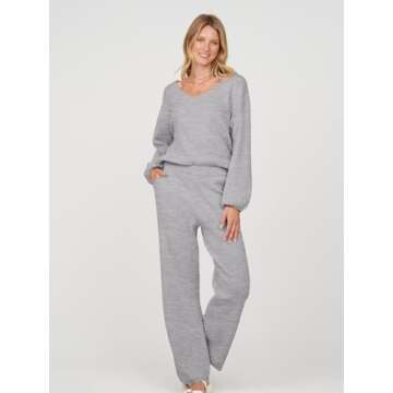 MEROKEETY Cozy Loose Fall Pajama Set with Pockets