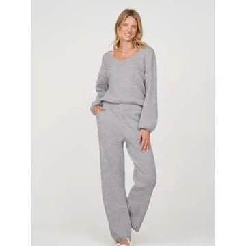 MEROKEETY Cozy Loose Fall Pajama Set with Pockets