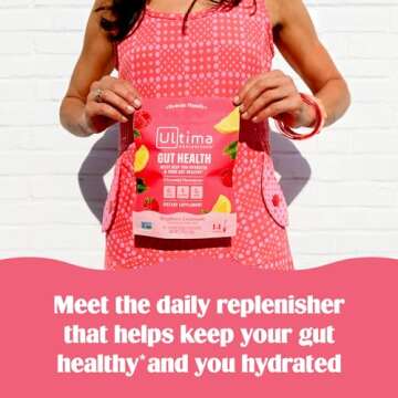 Ultima Replenisher Gut Health Supplement and Electrolytes Powder - Raspberry Lemonade, 14 Stickpacks - Hydration Packets with Added Gut Health Benefits