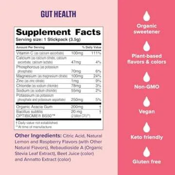 Ultima Replenisher Gut Health Supplement and Electrolytes Powder - Raspberry Lemonade, 14 Stickpacks - Hydration Packets with Added Gut Health Benefits