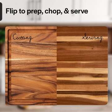 Villa Acacia Wood Carving Board 20 x 15 Inch Large with Juice Groove and Well